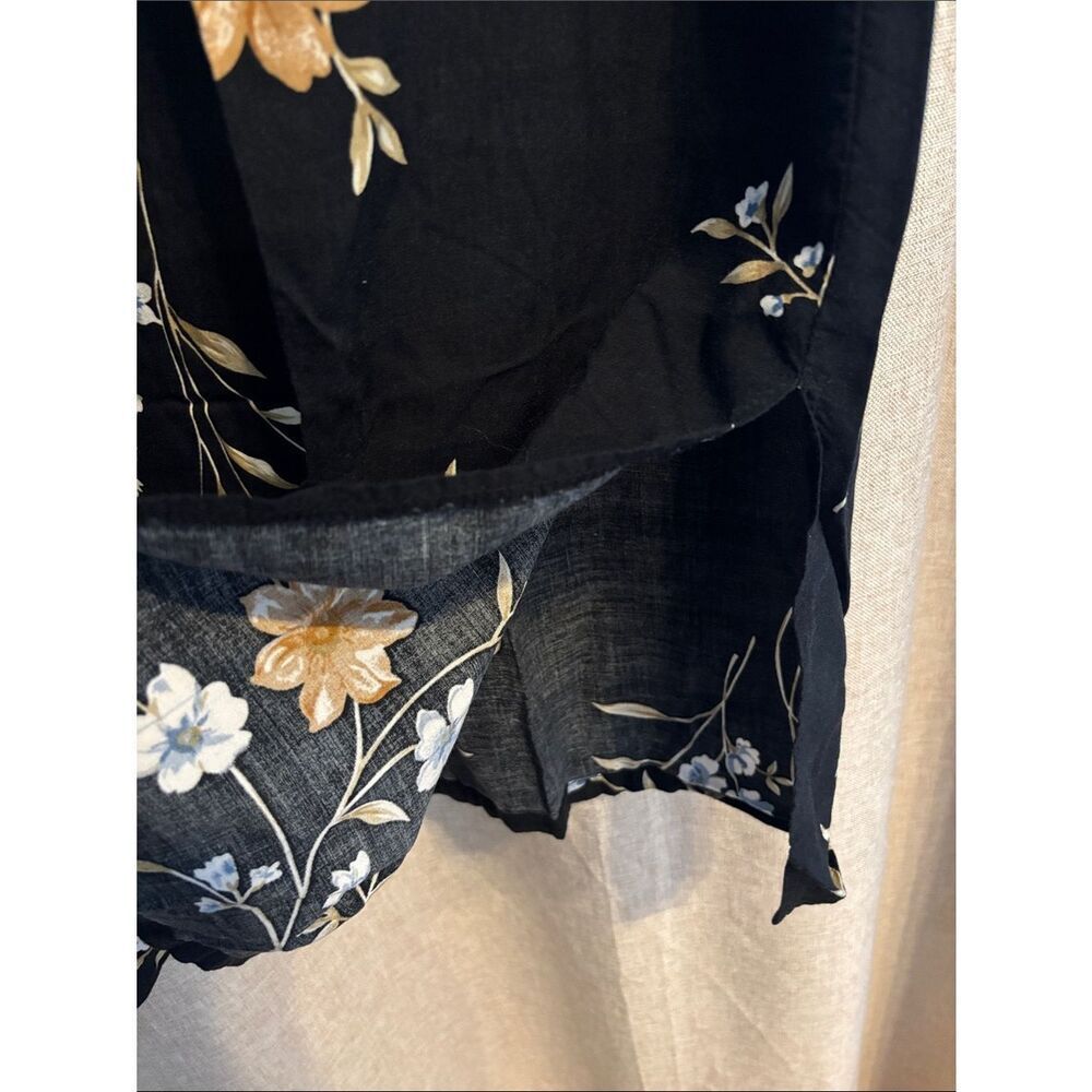 šVintageš 1990sāSleeveless Black Floral Maxi Dress Cream & Blue Flowers Size Med - Picture 3 of 5